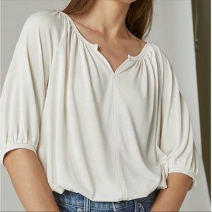 Lucky Brand Sandwash Peasant Top in Cream Women’s Size XL
